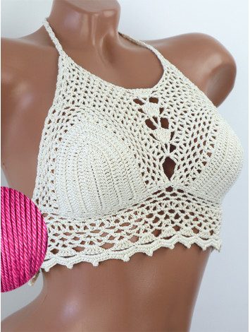 Whispering Flowers: The Tenderness of Bloom - Crochet Bikini Top