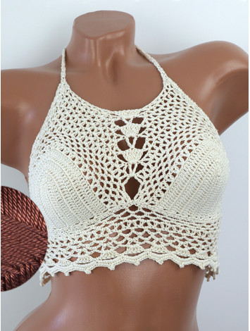 Whispering Flowers: The Tenderness of Bloom - Crochet Bikini Top