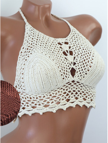 Whispering Flowers: The Tenderness of Bloom - Crochet Bikini Top