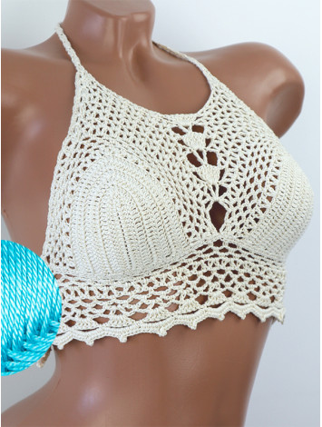 Whispering Flowers: The Tenderness of Bloom - Crochet Bikini Top