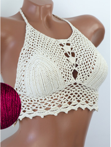 Whispering Flowers: The Tenderness of Bloom - Crochet Bikini Top