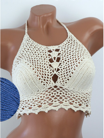 Whispering Flowers: The Tenderness of Bloom - Crochet Bikini Top
