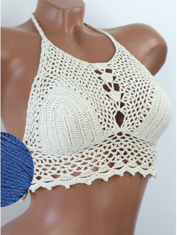 Whispering Flowers: The Tenderness of Bloom - Crochet Bikini Top