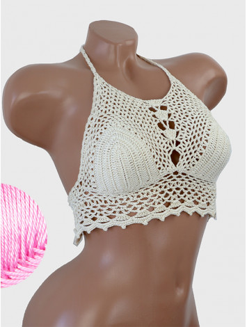Whispering Flowers: The Tenderness of Bloom - Crochet Bikini Top