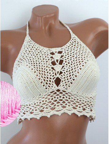 Whispering Flowers: The Tenderness of Bloom - Crochet Bikini Top