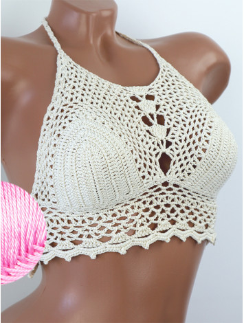 Whispering Flowers: The Tenderness of Bloom - Crochet Bikini Top