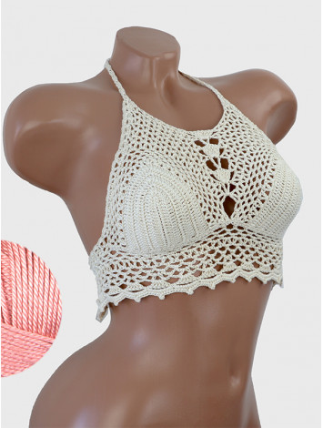 Whispering Flowers: The Tenderness of Bloom - Crochet Bikini Top