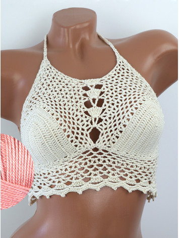 Whispering Flowers: The Tenderness of Bloom - Crochet Bikini Top