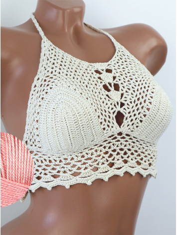 Whispering Flowers: The Tenderness of Bloom - Crochet Bikini Top