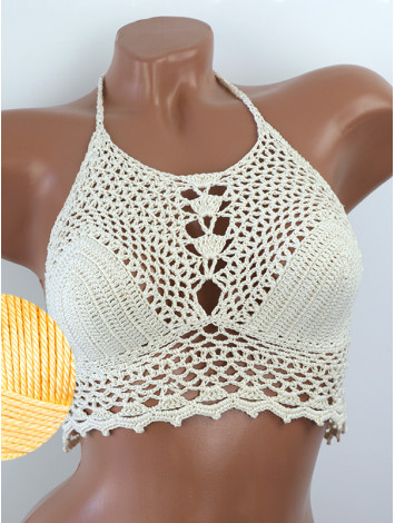 Whispering Flowers: The Tenderness of Bloom - Crochet Bikini Top