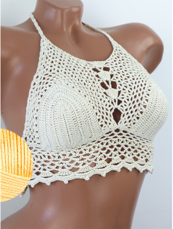 Whispering Flowers: The Tenderness of Bloom - Crochet Bikini Top