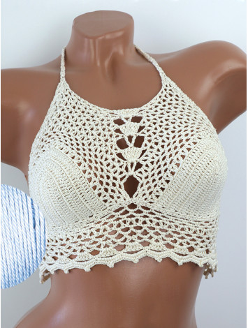Whispering Flowers: The Tenderness of Bloom - Crochet Bikini Top