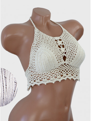 Whispering Flowers: The Tenderness of Bloom - Crochet Bikini Top