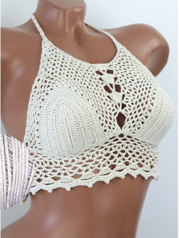 Whispering Flowers: The Tenderness of Bloom - Crochet Bikini Top