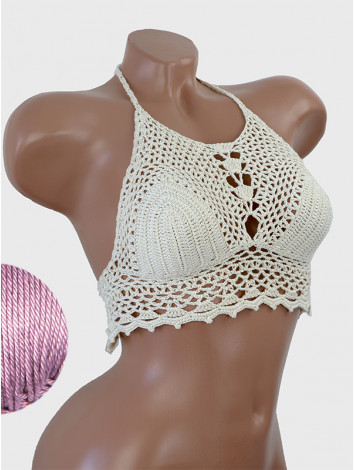 Whispering Flowers: The Tenderness of Bloom - Crochet Bikini Top