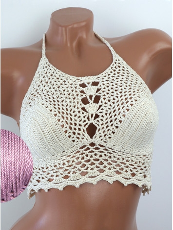 Whispering Flowers: The Tenderness of Bloom - Crochet Bikini Top
