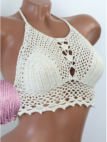 Whispering Flowers: The Tenderness of Bloom - Crochet Bikini Top