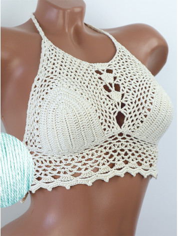 Whispering Flowers: The Tenderness of Bloom - Crochet Bikini Top