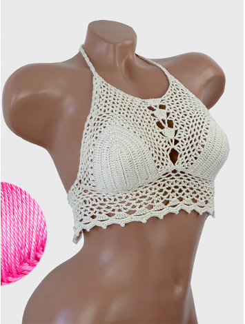 Whispering Flowers: The Tenderness of Bloom - Crochet Bikini Top