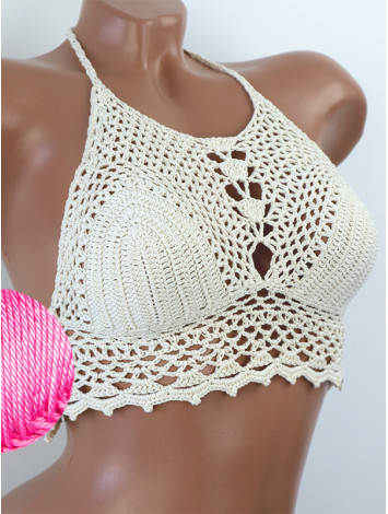Whispering Flowers: The Tenderness of Bloom - Crochet Bikini Top