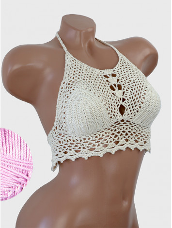 Whispering Flowers: The Tenderness of Bloom - Crochet Bikini Top