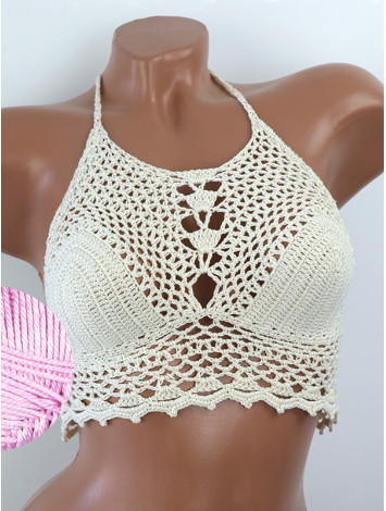 Whispering Flowers: The Tenderness of Bloom - Crochet Bikini Top