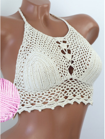 Whispering Flowers: The Tenderness of Bloom - Crochet Bikini Top