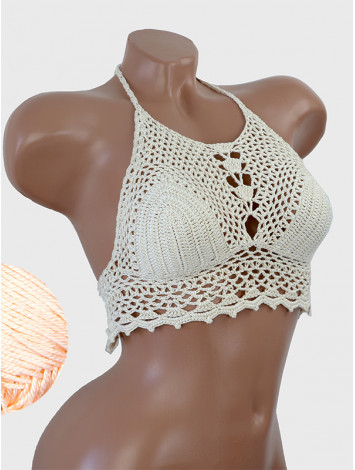Whispering Flowers: The Tenderness of Bloom - Crochet Bikini Top