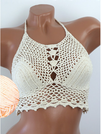 Whispering Flowers: The Tenderness of Bloom - Crochet Bikini Top