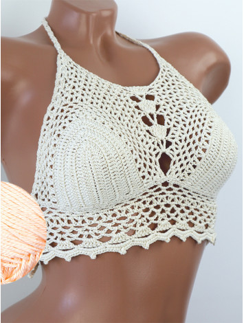 Whispering Flowers: The Tenderness of Bloom - Crochet Bikini Top