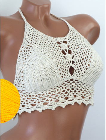 Whispering Flowers: The Tenderness of Bloom - Crochet Bikini Top