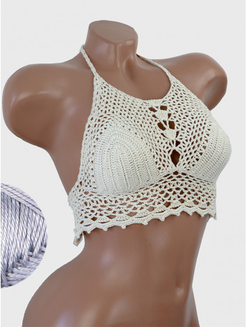 Whispering Flowers: The Tenderness of Bloom - Crochet Bikini Top