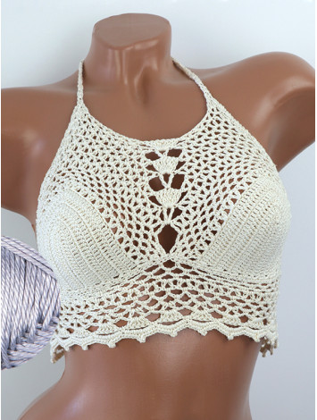 Whispering Flowers: The Tenderness of Bloom - Crochet Bikini Top