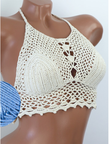 Whispering Flowers: The Tenderness of Bloom - Crochet Bikini Top