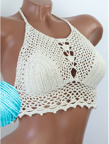 Whispering Flowers: The Tenderness of Bloom - Crochet Bikini Top