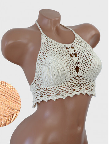 Whispering Flowers: The Tenderness of Bloom - Crochet Bikini Top