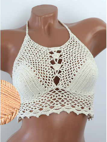 Whispering Flowers: The Tenderness of Bloom - Crochet Bikini Top