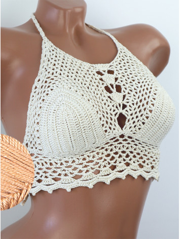 Whispering Flowers: The Tenderness of Bloom - Crochet Bikini Top