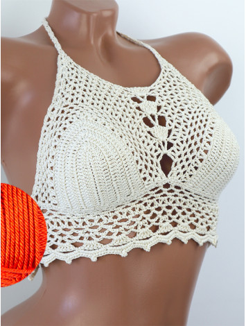 Whispering Flowers: The Tenderness of Bloom - Crochet Bikini Top