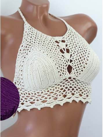 Whispering Flowers: The Tenderness of Bloom - Crochet Bikini Top