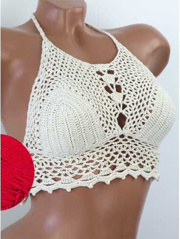 Whispering Flowers: The Tenderness of Bloom - Crochet Bikini Top