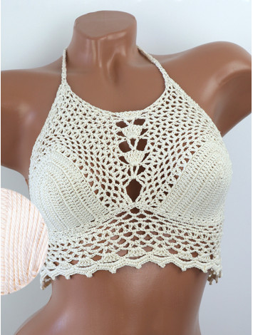 Whispering Flowers: The Tenderness of Bloom - Crochet Bikini Top