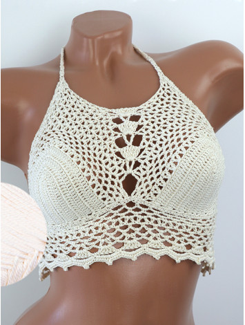Whispering Flowers: The Tenderness of Bloom - Crochet Bikini Top
