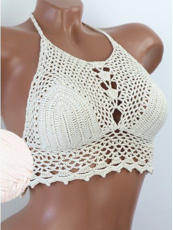 Whispering Flowers: The Tenderness of Bloom - Crochet Bikini Top