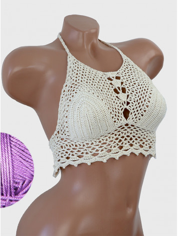 Whispering Flowers: The Tenderness of Bloom - Crochet Bikini Top