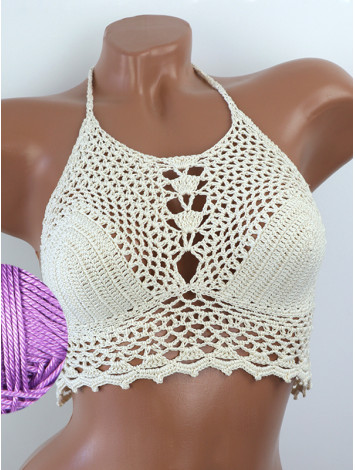 Whispering Flowers: The Tenderness of Bloom - Crochet Bikini Top