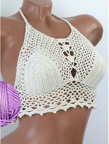 Whispering Flowers: The Tenderness of Bloom - Crochet Bikini Top