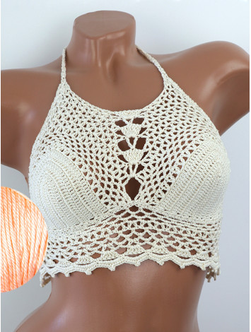Whispering Flowers: The Tenderness of Bloom - Crochet Bikini Top
