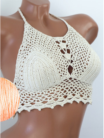 Whispering Flowers: The Tenderness of Bloom - Crochet Bikini Top