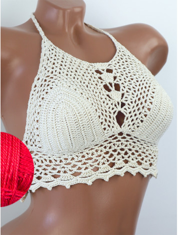 Whispering Flowers: The Tenderness of Bloom - Crochet Bikini Top